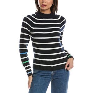 Wispr Womens  Liberty Stripe Crewneck Sweater, Navy